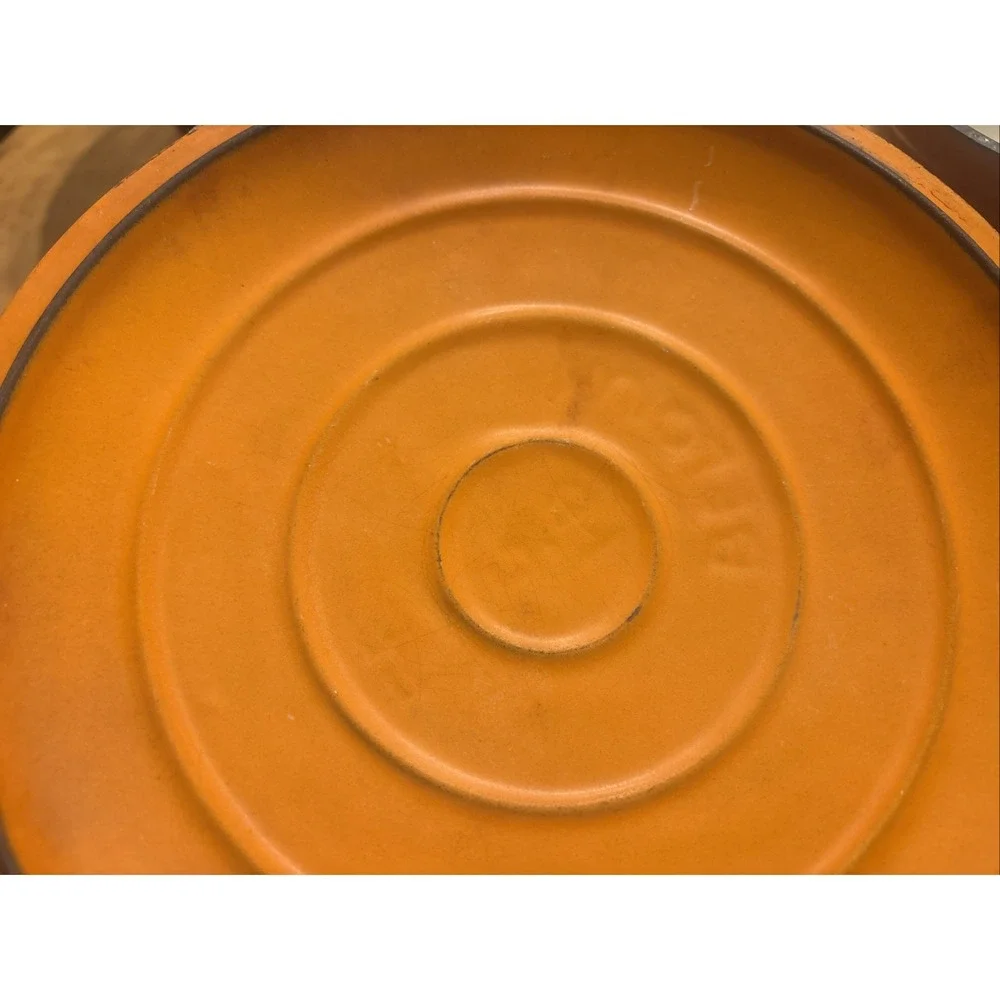 VTG 60s Descoware Flame Orange Enamel Cast Iron Dutch Oven FE 22-C Belgium 22cm